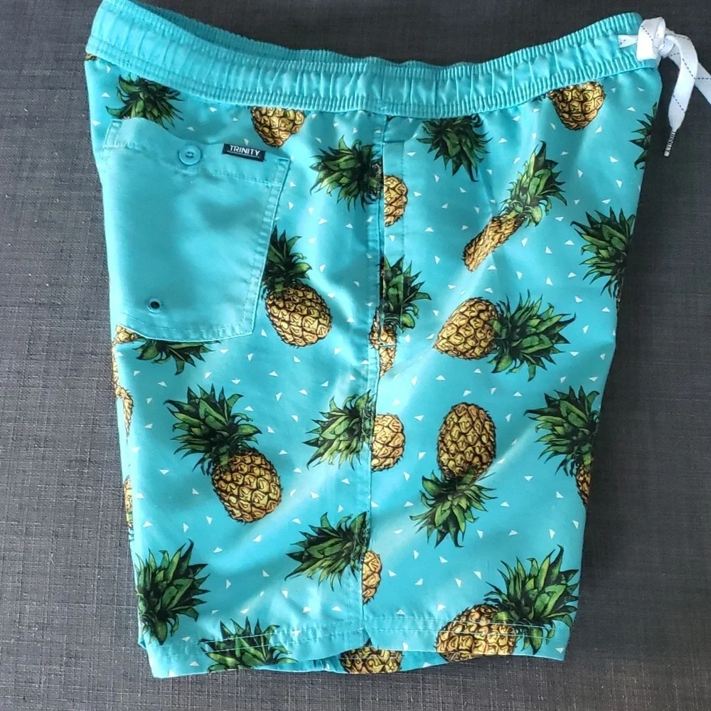 Men's Trinity Collective Pineapple Slim-Fit Elastic Swim Shorts, Size L